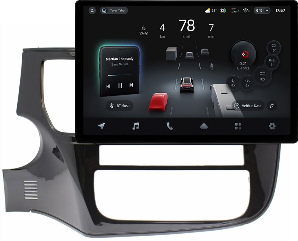 Магнитола для Mitsubishi Outlander 3 2012-2022 (левый руль, рамка 10) - Teyes CC4-PRO монитор 13" 2K QLED на Android 13, Snapdragon 778G, ИИ, CarPlay, DSP, 4G SIM-слот