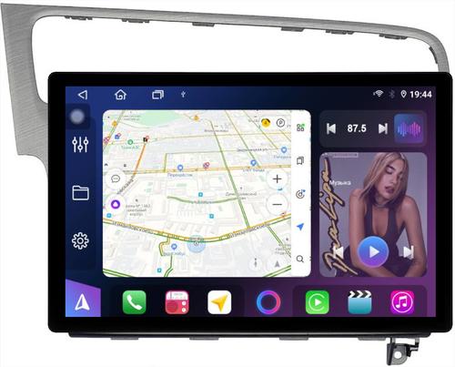 Магнитола для Volkswagen Golf 7 2012-2020 (рамка серебро) - FarCar BX877 монитор 13" 2K QLED на Android 13, TS10, 6+128, CarPlay, 4G SIM-слот