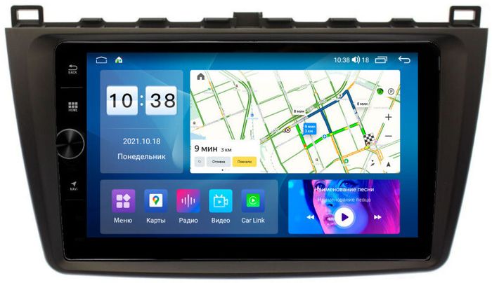 Магнитола для Mazda 6 2007-2012 (GH) - Parafar PF012LUX1LHDAV на Android 12, Быстрая, CarPlay, 4G SIM-слот