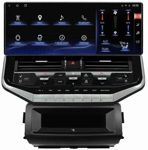 Магнитола для Toyota Land Cruiser 200 2007-2015 (экран климата внизу) - Kuberg KP-T1601 монитор 16.3" на Android 10, 6/128Гб, CarPlay, 4G SIM-слот, беспроводная зарядка