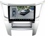 Магнитола для Subaru Legacy 5, Outback 4 2009-2014 (левый руль, рамка серебро) - Teyes CC3-2K-360 монитор 9.5" 2K QLED на Android 10, 6+128Гб, CarPlay, 4G SIM-слот, 4 камеры в комплекте