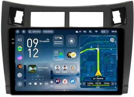 Магнитола для Toyota Vitz 2, Yaris 2 2005-2011 (рамка черная) - Teyes CC4-PRO монитор 9.5" 2K QLED на Android 13, Snapdragon 778G, ИИ, CarPlay, DSP, 4G SIM-слот