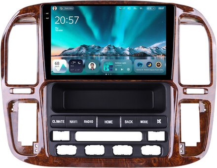 Магнитола для Toyota Land Cruiser 100, Lexus LX470 1998-2002 (климат на ШГУ, рамка дерево) - Teyes CC4 монитор 9.2" 2K QLED на Android 14, Snapdragon 680, DSP, CarPlay, 4G SIM-слот