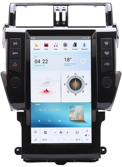 Магнитола для Toyota Land Cruiser Prado 150 2009-2013 - Kuberg ZF-1802-GE "Тесла-стиль" монитор 13.6" на Android 13, 8/128Гб, CarPlay, 4G SIM-слот