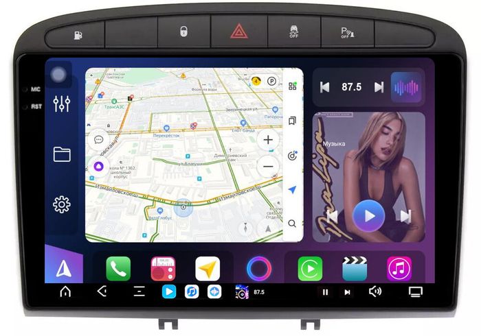 Магнитола для Peugeot 308 2007-2014, 408 2012-2022 - FarCar XXL083M монитор 9.5" 2K QLED на Android 14, TS20, 8+256Гб, CarPlay, 4G SIM-слот