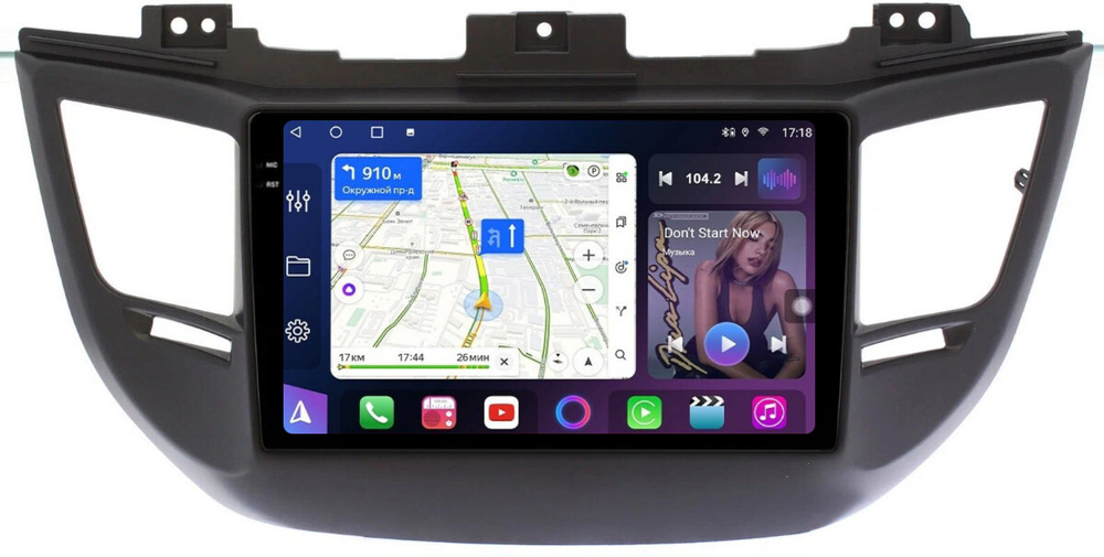 Магнитола для Hyundai Tucson 2016-2018 (рамка черная) - FarCar BM9-2K-8101BL-B монитор 9.5" 2K QLED на Android 14, TS10, 4+32Гб, CarPlay, 4G SIM-слот