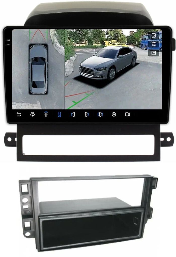 Магнитола для Chevrolet Captiva 2006-2011 (перенос БК вниз) - FarCar BX022M-360 монитор 9.5" 2K QLED на Android 13, 6Гб+128Гб, CarPlay, 4G SIM-слот, 4 камеры в комплекте