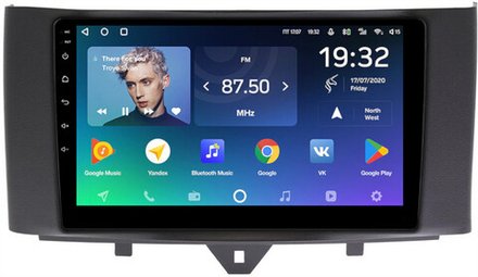 Магнитола для Smart ForTwo W451 2010-2015 - Teyes CC2 PLUS монитор 9" QLED на Android 10, ТОП процессор, 4Гб+64Гб, 4G SIM-слот