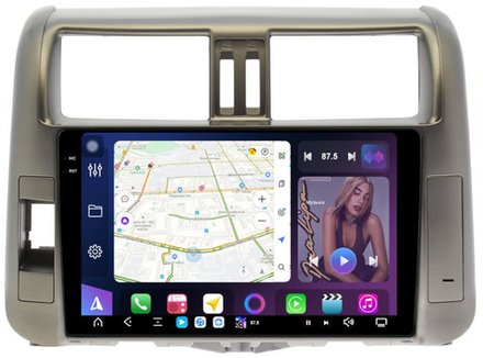 Магнитола для Toyota Land Cruiser Prado 150 2009-2013 (рамка бронза) - FarCar XXL065M монитор 9.5" 2K QLED на Android 14, TS20, 8+256Гб, CarPlay, 4G SIM-слот