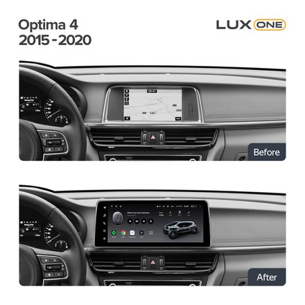 Магнитола для KIA Optima 4 2016-2020 (ШГУ цветной, рамка LUX) - FarCar монитор 12.3" 2K QLED на Android 14, TS10, CarPlay, 4G SIM-слот
