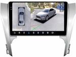 Магнитола для Toyota Camry 50 2011-2014 (рамка серебро) - FarCar BX131M-360 монитор 10.36" 2K QLED на Android 13, Быстрая, CarPlay, 4G SIM-слот, 4 камеры в комплекте