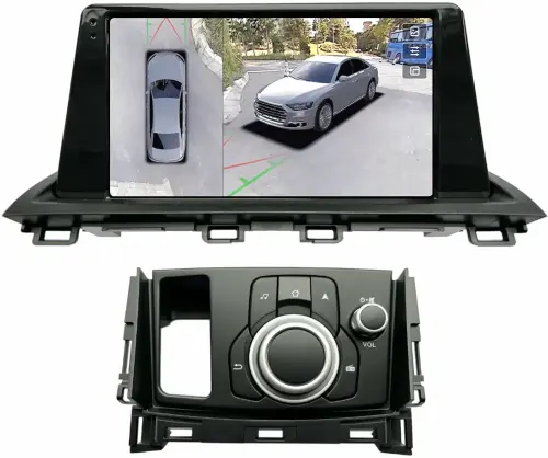 Магнитола для Mazda CX-4 2016-2024 (штатный монохромный экран, рамка 9) - Teyes CC3-2K-360 на Android 10, 2K QLED, 6Гб+128Гб, CarPlay, 4G SIM-слот, 4 камеры в комплекте