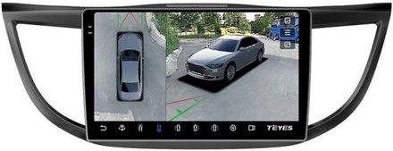 Магнитола для Honda CR-V 4 2012-2016 (большая рамка 10) - Teyes CC3-2K-360 на Android 10, 2K QLED, 6Гб+128Гб, CarPlay, 4G SIM-слот, 4 камеры в комплекте