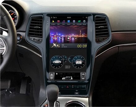 Магнитола для Jeep Grand Cherokee WK2 2010-2013 - Kuberg ZF-1827B-Q6 вертикальный экран в стиле "Тесла" на Android 11, 8Гб+128Гб, CarPlay, 4G SIM-слот