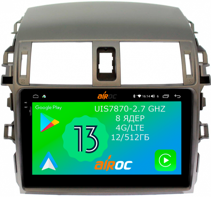 Магнитола для Toyota Corolla 2006-2013 - Airoc 2K AU-1104 Android 13, TS20, 12/512Гб, SIM-слот