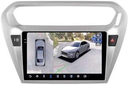 Магнитола для Peugeot 301, Citroen C-Elysee - FarCar BX294M-360 монитор 9.5" 2K QLED на Android 13, 6Гб+128Гб, CarPlay, 4G SIM-слот, 4 камеры в комплекте