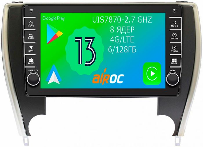 Магнитола для Toyota Camry 2014-2018 (USA) - Airoc AB-1117U (кнопки и крутилки), Android 13, Быстрая, SIM-слот, CarPlay