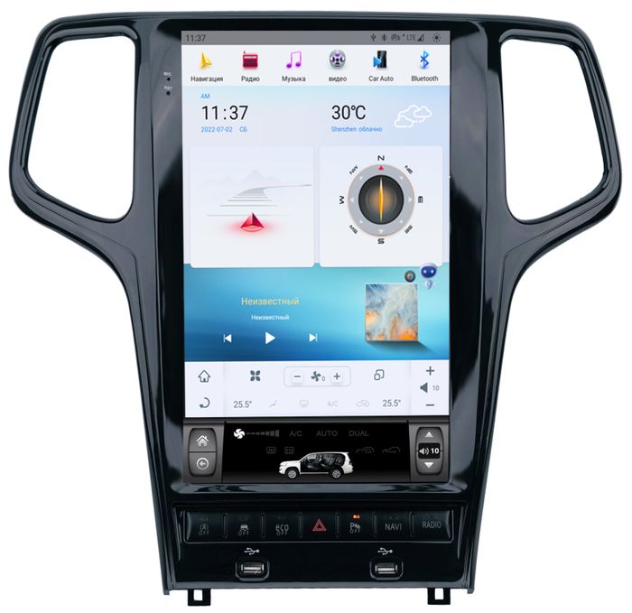 Магнитола для Jeep Grand Cherokee WK2 2013-2021 - Kuberg ZF-1823B-Q6 вертикальный монитор 13.6" в стиле "Тесла" на Android 11, 8Гб+128Гб, CarPlay, 4G SIM-слот