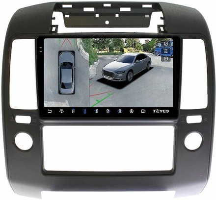 Магнитола для Nissan Navara D40 2004-2014 (кондиционер) - Teyes CC3-2K-360 монитор 9.5" 2K QLED на Android 10, 6Гб+128Гб, CarPlay, 4G SIM-слот, 4 камеры в комплекте