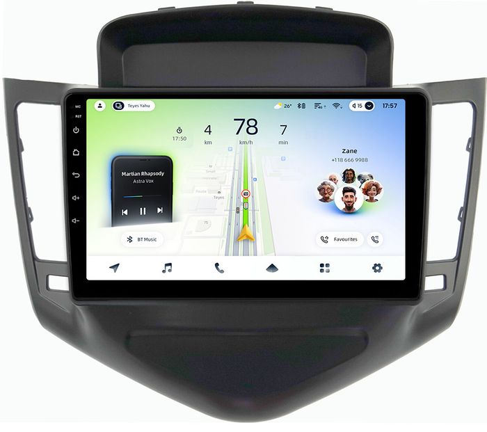 Магнитола для Chevrolet Cruze 1 2009-2012 (рамка черная) - Teyes CC4L монитор 9" IPS на Android 14, Быстрая, Snapdragon 662, CarPlay, 4G SIM-слот