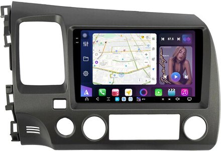 Магнитола для Honda Civic 8 4d 2005-2012 (левый руль, рамка 9) - FarCar GX9-7373-9 монитор 9.5" 2K QLED на Android 14, TS20, 6+128Гб, CarPlay, 4G SIM-слот