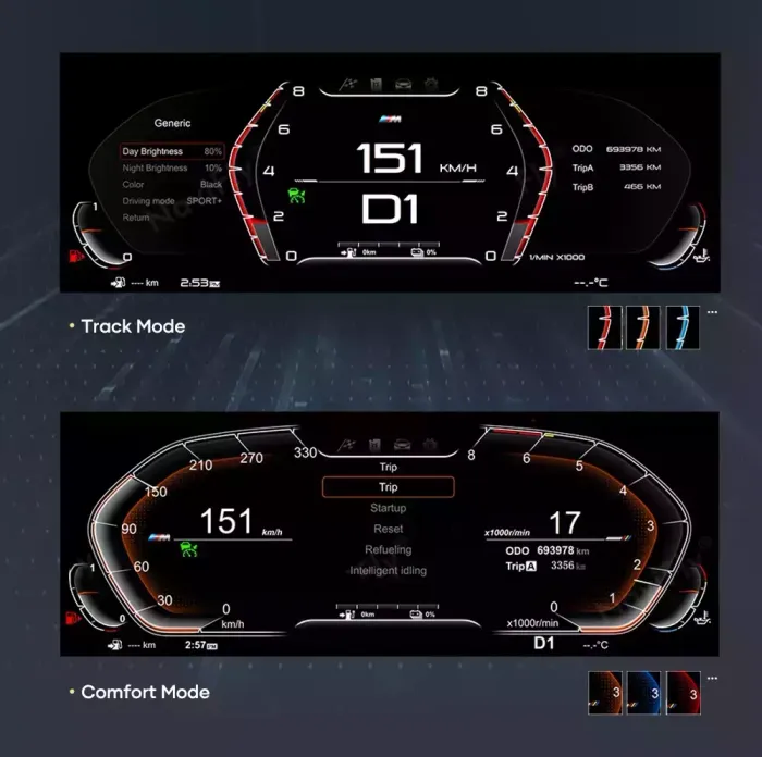 Электронная панель приборов для BMW X6 F16 2014-2019 (без проекции на лобовое) - Kuberg NH-LCD-B01-F16 с ЖК 12.3" экраном QLED