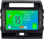 Магнитола для Toyota Land Cruiser 200 2007-2015 (экран климата внизу) - Airoc AB-1111 (кнопки и крутилки), Android 13, Быстрая, SIM-слот, CarPlay