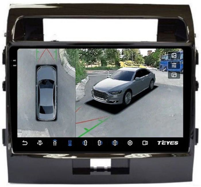 Магнитола для Toyota Land Cruiser 200 2007-2015 (экран климата внизу) - Teyes CC3-2K-360 на Android 10, 2K QLED, 6Гб+128Гб, CarPlay, 4G SIM-слот, 4 камеры в комплекте