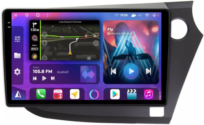 Магнитола для Honda Insight 2 2009-2014 (правый руль) - FarCar BM9-2K-22-304 монитор 9.5" 2K QLED на Android 14, TS10, 4+32Гб, CarPlay, 4G SIM-слот