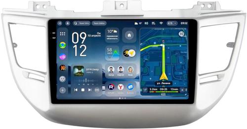 Магнитола для Hyundai Tucson 3 2015-2018 (штатная КЗВ, рамка серебро) - Teyes CC4-PRO монитор 9.5" 2K QLED на Android 13, Snapdragon 778G, ИИ, CarPlay, DSP, 4G SIM-слот