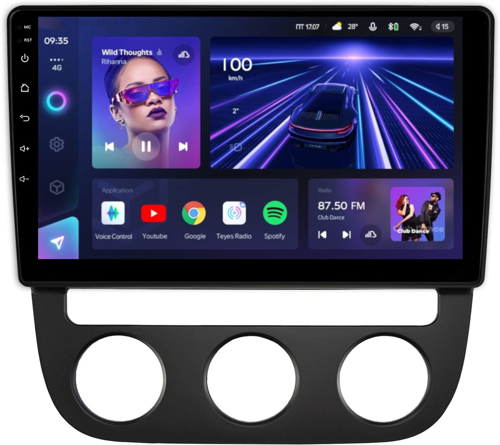 Магнитола для Volkswagen Jetta 5 2005-2010 (климат 1) - Teyes CC3L на Android 10, 8-ядер, CarPlay, 4G SIM-слот