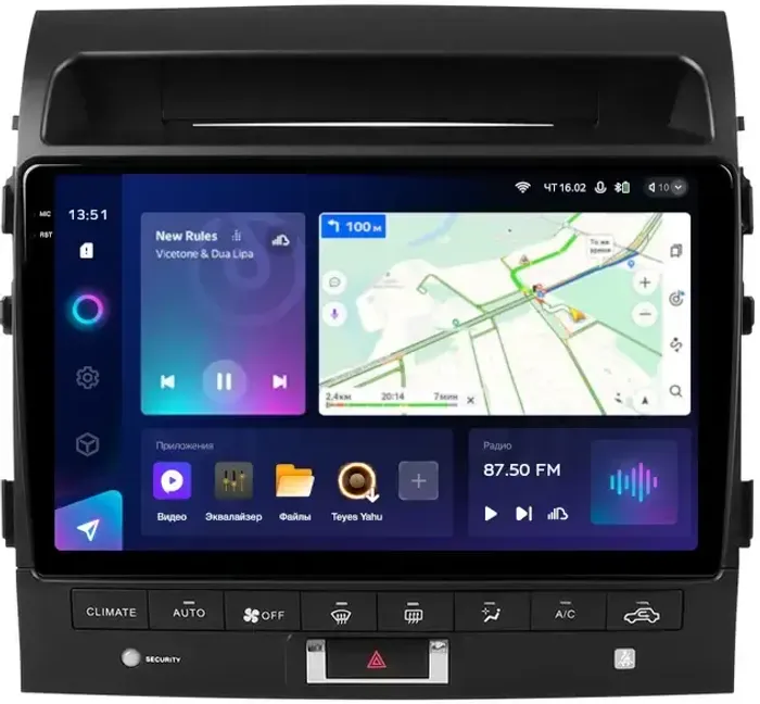 Магнитола для Toyota Land Cruiser 200 2012-2015 (климат на ШГУ) - Teyes CC3-2K монитор 10.36" 2K QLED на Android 10, ТОП процессор, CarPlay, 4G SIM-слот