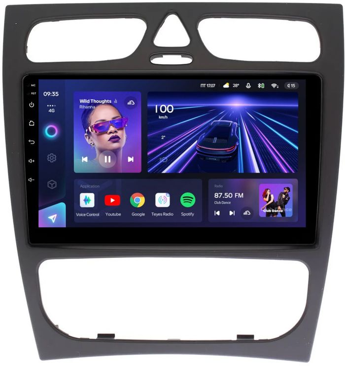 Магнитола для Mercedes-Benz G W463 2000-2006, C-класс W203 2000-2004 (рамка большая) - Teyes CC3L монитор 9" IPS на Android 10, 8-ядер, CarPlay, 4G SIM-слот