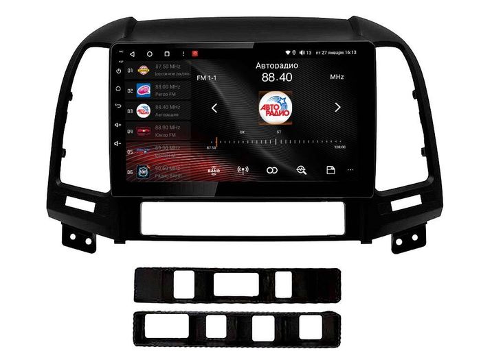 Магнитола для Hyundai Santa Fe 2006-2012 (рамка черная) - Vaycar VA23-0008 на Android 13, 8-ядер, 2Гб-32Гб, 4G SIM-слот