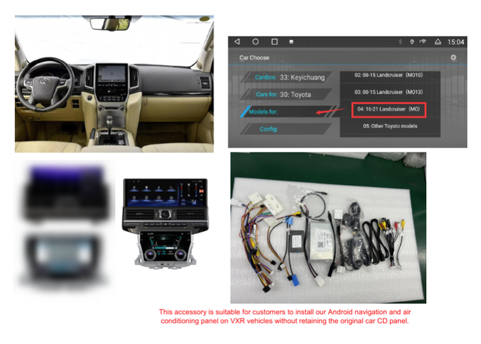 Магнитола для Toyota Land Cruiser 200 2015-2021 (с JBL и 360) - Kuberg ZH-T1604X монитор 16.3" на Android 12, 8/128Гб, CarPlay, 4G SIM-слот, сенсорный блок климата