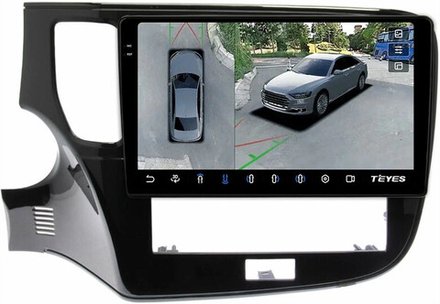 Магнитола для Mitsubishi Outlander 3 2019-2022 (левый руль, прямоугольный климат) - Teyes CC3-2K-360 монитор 10.36" 2K QLED на Android 10, 6Гб+128Гб, CarPlay, 4G SIM-слот, 4 камеры в комплекте