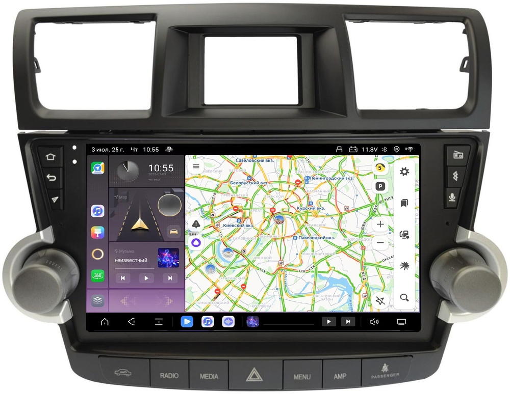 Магнитола для Toyota Highlander 2 2007-2013 XU40 - Kuberg SF-1431-2 QLed, Android 13, TS20, CarPlay, SIM-слот (кнопки + крутилки)