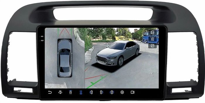 Магнитола для Toyota Camry 30 2001-2006 (рамка черная) - FarCar BX3020M-360 монитор 9.5" 2K QLED на Android 13, Быстрая, CarPlay, 4G SIM-слот, 4 камеры в комплекте
