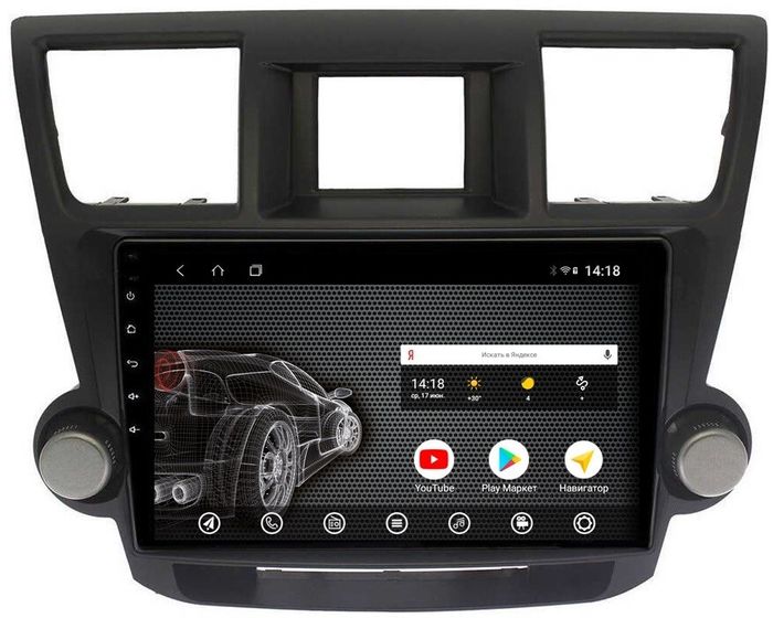 Магнитола для Toyota Highlander 2 2007-2013 XU40 - AK355R10-MTK Android 10, 8-ядер, 2Гб-32Гб (крутилки декоративные)