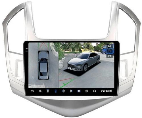 Магнитола для Chevrolet Cruze 1 2012-2015 (рамка серебро) - Teyes CC3-2K-360 на Android 10, 2K QLED, 6Гб+128Гб, CarPlay, 4G SIM-слот, 4 камеры в комплекте