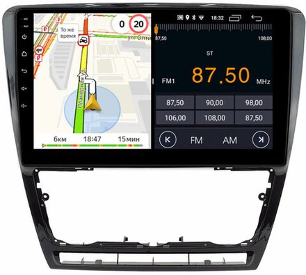 Магнитола для Skoda Octavia A5 2004-2013 (рамка черная глянцевая) - Parafar PF005BFHD на Android 13, 8-ядер, 2Гб+32Гб, CarPlay, 4G SIM-слот