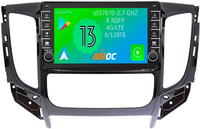 Магнитола для Mitsubishi L200 5 2015-2019 (климат), Pajero Sport 3 2016-2023 (МКПП), FIAT Fullback - Airoc AB-2616 (кнопки и крутилки), Android 13, Быстрая, SIM-слот, CarPlay