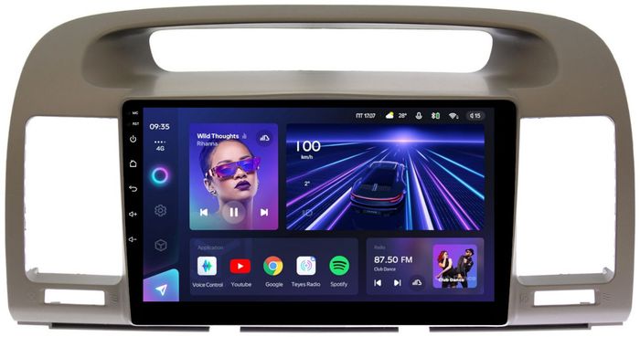 Магнитола для Toyota Camry 30 2001-2006 (рамка оливковая) - Teyes CC3 монитор 9" QLED на Android 10, Быстрая, CarPlay, 4G SIM-слот