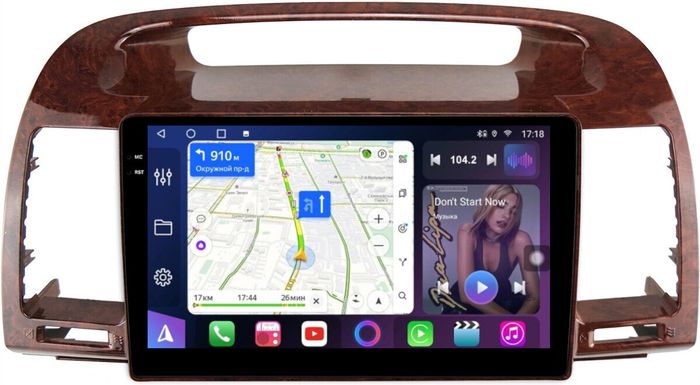 Магнитола для Toyota Camry 30 2001-2006 (рамка дерево 1) - FarCar BM3020M монитор 9.5" QLED на Android 14, TS10, 4+32Гб, CarPlay, 4G SIM-слот