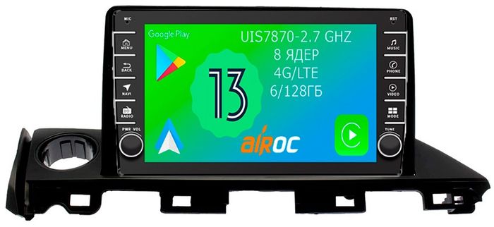 Магнитола для Mazda 6 2015-2018 - Airoc AB-2435 (кнопки и крутилки), Android 13, Быстрая, SIM-слот, CarPlay