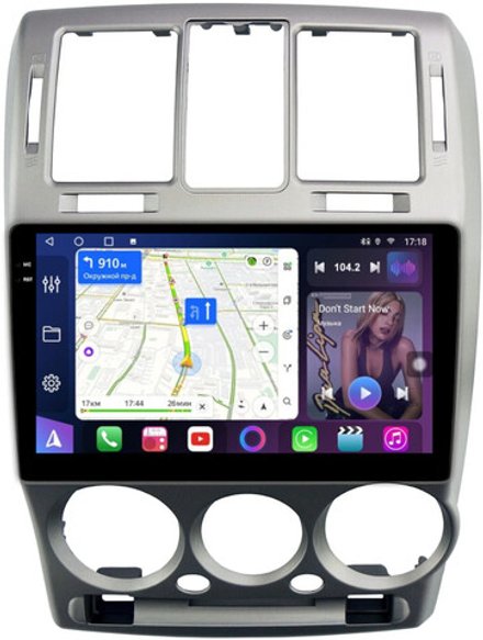 Магнитола для Hyundai Getz 2002-2011 (рамка серебро) - FarCar BM3073-2M монитор 9.5" QLED на Android 14, TS10, 4+32Гб, CarPlay, 4G SIM-слот