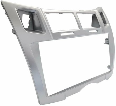 Магнитола для Toyota Vitz 2, Yaris 2 2005-2011 (рамка серебро тип 2) - FarCar GX9-9647F2S монитор 9.5" 2K QLED на Android 14, TS20, 6+128Гб, CarPlay, 4G SIM-слот