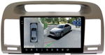 Магнитола для Toyota Camry 30 2001-2006 (рамка оливковая) - FarCar BX9-360-8200L монитор 9.5" 2K QLED на Android 13, 6Гб+128Гб, CarPlay, 4G SIM-слот, 4 камеры в комплекте