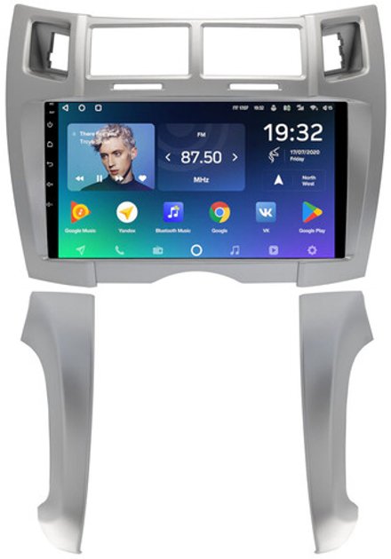 Магнитола для Toyota Vitz 2, Yaris 2 2005-2011 (рамка серебро тип 2) - Teyes CC2 PLUS на Android 10, ТОП процессор, 4Гб+64Гб, 4G SIM-слот
