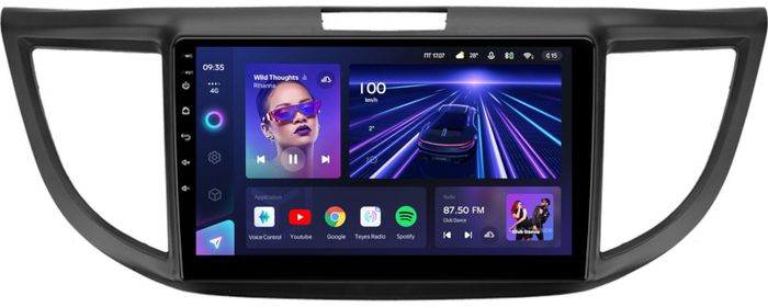 Магнитола для Honda CR-V 4 2012-2016 (большая рамка 9) - Teyes CC3 на Android 10, QLED, ТОП процессор, 4Гб+32Гб, CarPlay, 4G SIM-слот